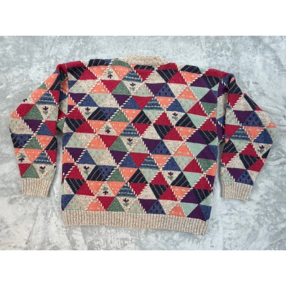 Vintage Eddie Bauer Cardigan Womens Medium Cottagecore Wool Patchwork Sweater - Picture 3 of 13